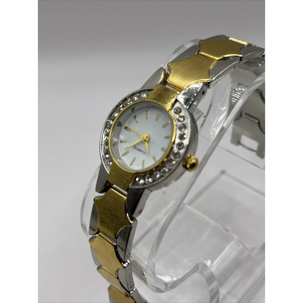 Blair‎ Women's Quartz Watch Two Tone Band Rhinetone Bezel- New Battery